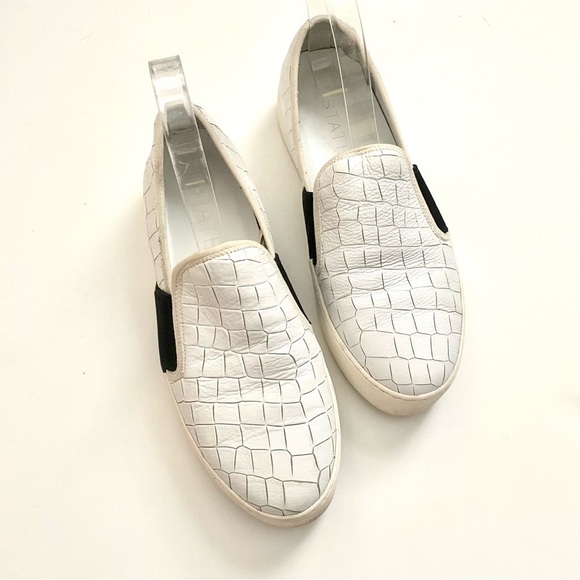 1.State Waylan White Croc Leather Slip On Platform Sneaker Shoes 8.5 - Picture 2 of 11